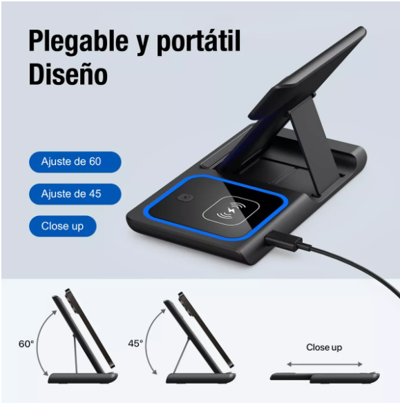 Cargador Inalambrico 3 en 1 Carga Rapida